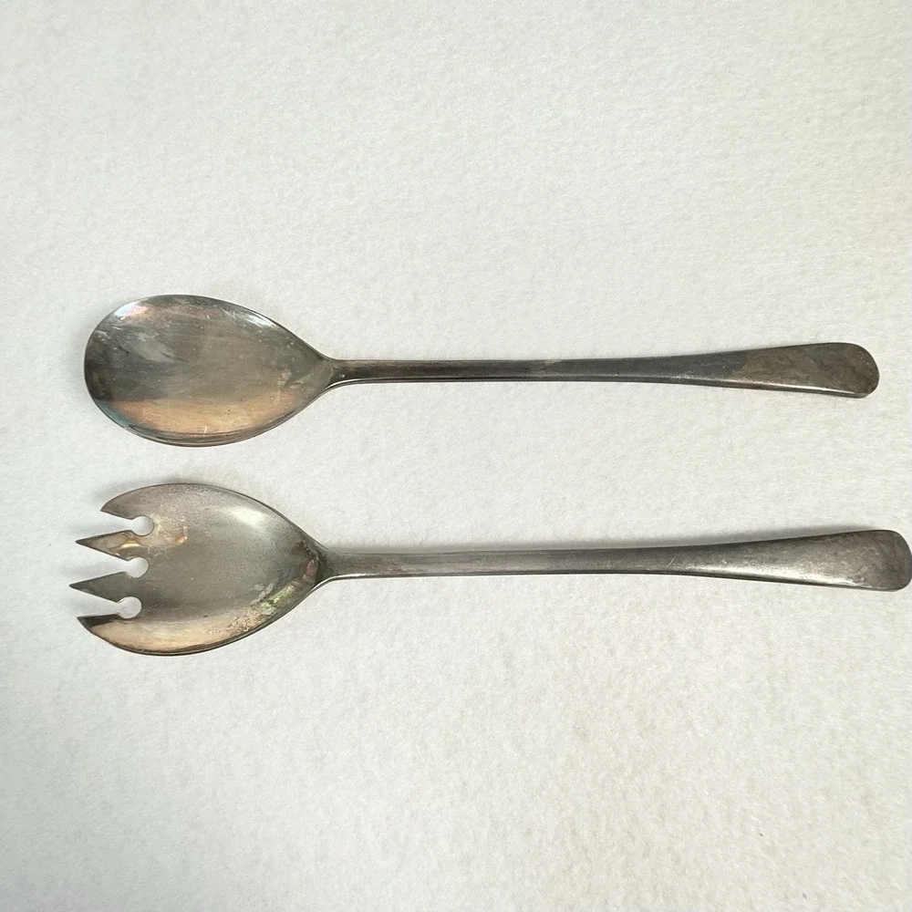 Vintage FB Rogers Italy Silver Plated Salad Serving‎ Spoon and Fork 9 1/4